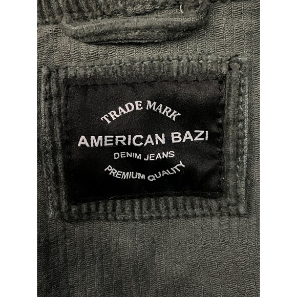 American Bazi Jacket Womens 1X Green Corduroy Hooded Zip Cropped Flap Pockets - Picture 5 of 6